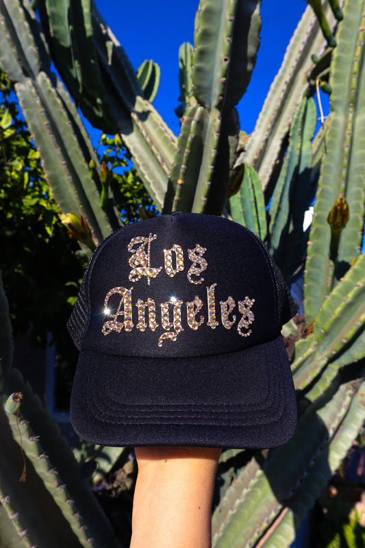 Los Angeles Trucker Hat in Black and Gold